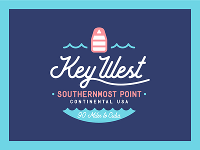 Key West Badge | Alternate Layout adventure badge beach beach logo beachy clean florida island key west nautical ocean logo patch sea southernmost point summer wander wander logo wanderlust wave logo waves