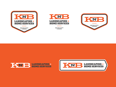 KnB Landscaping + Home Services badge badge design bold brand system branding bright clean flat flat design identity branding identity design landscaping lawncare logo logo design logotype outdoors patch thick lines vintage