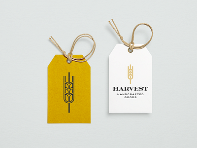 Harvest Hang Tags autumn barley boutique branding clothing company fall geometric handcrafted handmade hang tag harvest leaves logo design logomark minimal packaging plant tag vintage wheat