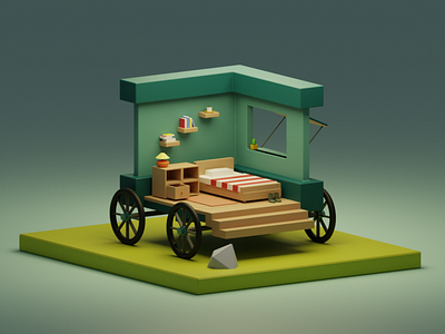 The Cararoom - Low poly Model 3d 3dmodelling blender blender3d diorama low poly 3d low poly art lowpoly render