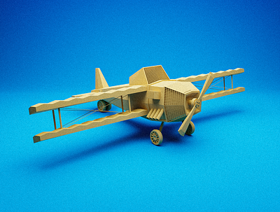 The pilot's toy - 3D model 3d 3d aeroplane 3d model 3d plane 3dmodelling aeroplane aeroplane illustration blender blender model blender3d design diorama illustration low poly 3d lowpoly toy plane