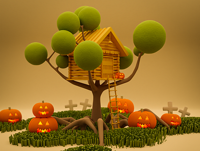 Halloween Inspired Treehouse - Lowpoly 🎃🦇 3d 3dmodelling blender blender3d design diorama halloween halloween 3d art halloween artwork halloween illustration illustration low poly 3d lowpoly lowpoly halloween lowpoly model treehouse treehouse 3d