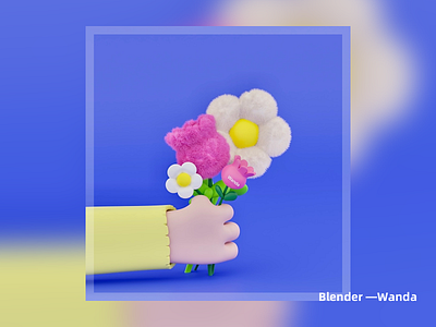 Blender hand flowers 3d graphic design