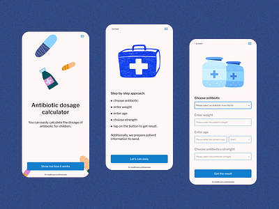 Antibiotic calculator - dailyui#4 challenge antibiotics blue calculator challenge dailyui doctors drugs figma hcps ui uxui