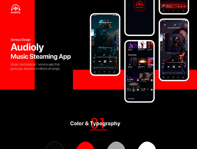 Audioly - Music Streaming App adobexd app branding design graphic design photoshop ui uiux ux