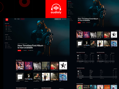 Audioly - Music Streaming Website adobexd branding design graphic design illustration music photoshop website