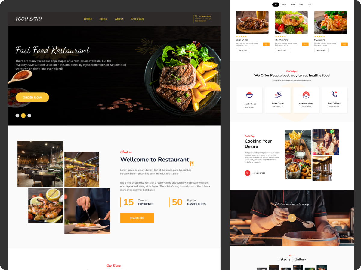 Luxury Restaurant Landing Pages Design by md riazul islam (Raju) on ...