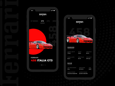 Ferrari Mobile App Design black ui car app car ui cool design design ferrari flat flat design iphone mobile app mobile design mobile ui ui uidesign uiux