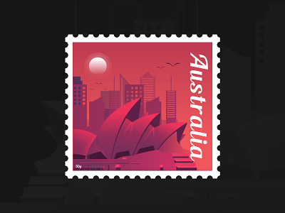 Australia Stamp flat gradient illustration minimal stamp stamp design typography vector