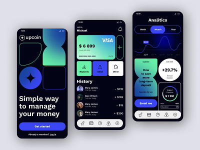 UpCoin - Online banking and money management app app logo ui ux