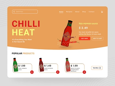 Chilli Heat Landing Page branding creative design designer dribble short ecommerce food graphicdesign illustration interface landingpage logo minimal shopping ui uidesign ux web webdesign webite