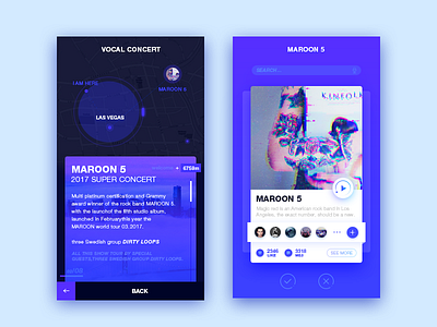 Radar Search_Vocal Concert_Social app app card concert dap m purple radar search social ui ux vocalesign