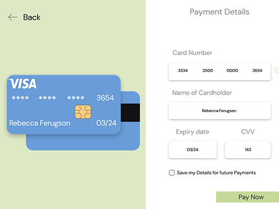 Card Payment Screen for Web