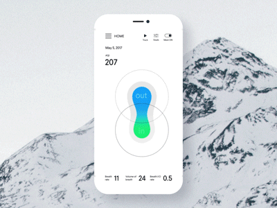 Facial mask – Breath Tracking App Concept interaction
