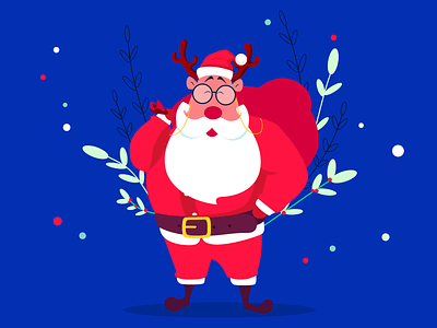 Happy Holidays! 4 leaves character christmas design gif illustration santa claus snow vector xmass