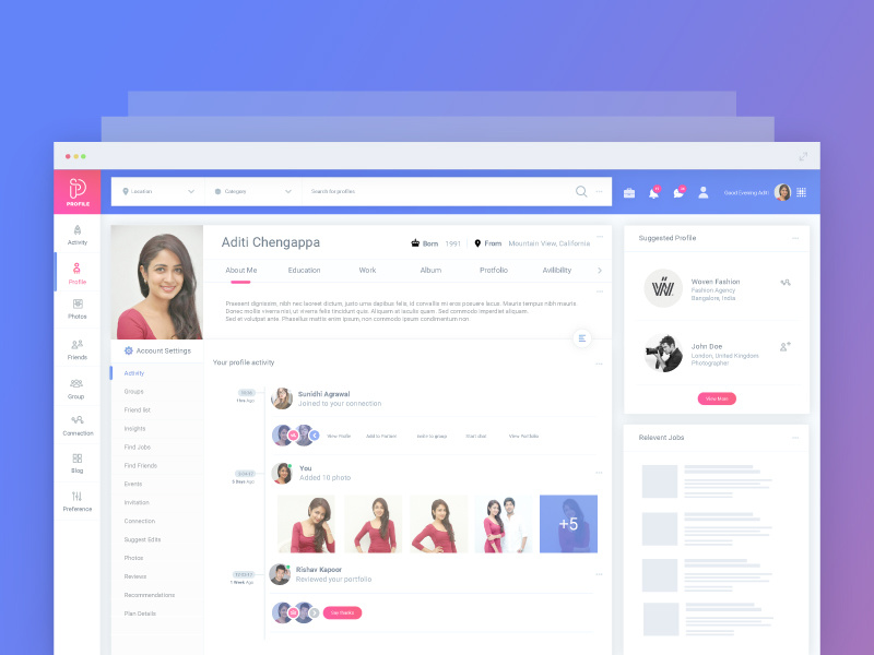 Profile | Social Platform by UxdSat® on Dribbble