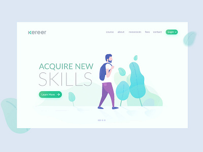 Kereer | cloud course portal landing page career clean illustration jobs landing page minimal ui ux web app website