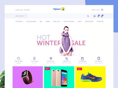 Flipkart Makeover ecommerce flipkart interface landing page light ui online shopping product design ux website
