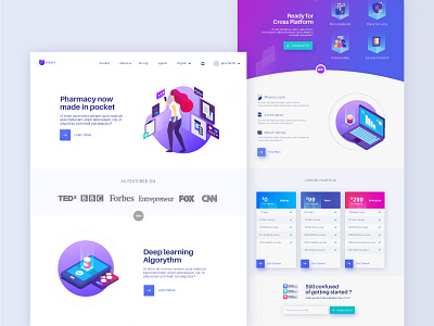 Software Agency Landing page agency app artificial intelligence blue illustration landing page mobile pharmacy pricing software women