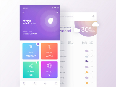 Weather App I phone x android app blue clean i phone x mobile illustration ios minimal moon sun ui ux weather
