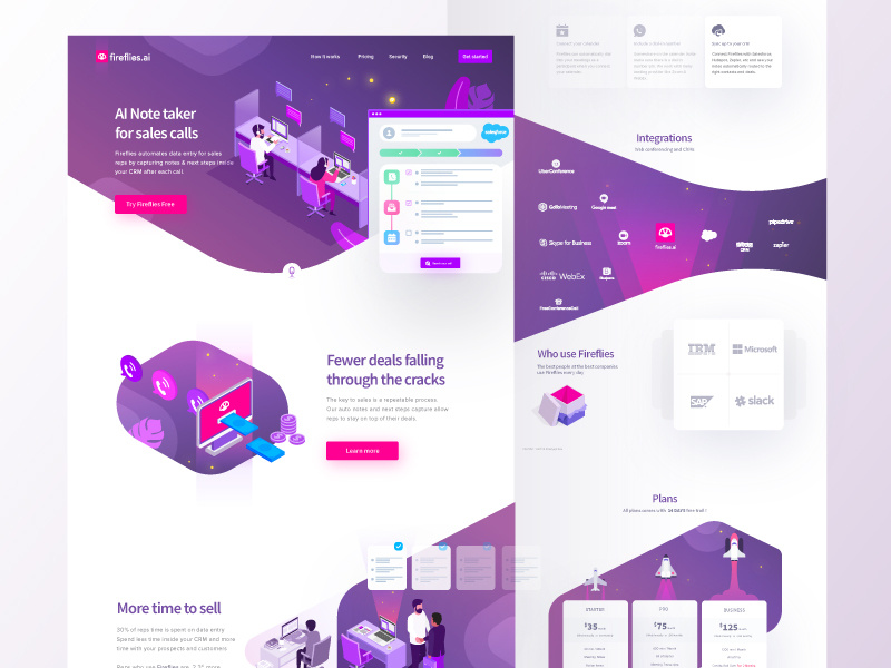 Fireflies Product Landing Page by UxdSat® on Dribbble