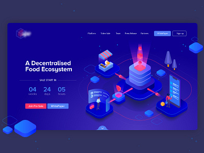 Decentralised Agency Landing page blockchain crypto currency decentralised ecosystem illustration landing page ui website