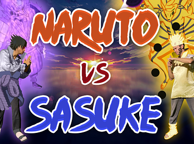 Naruto vs Sasuke thumbnail design graphic design illustration thumbnail