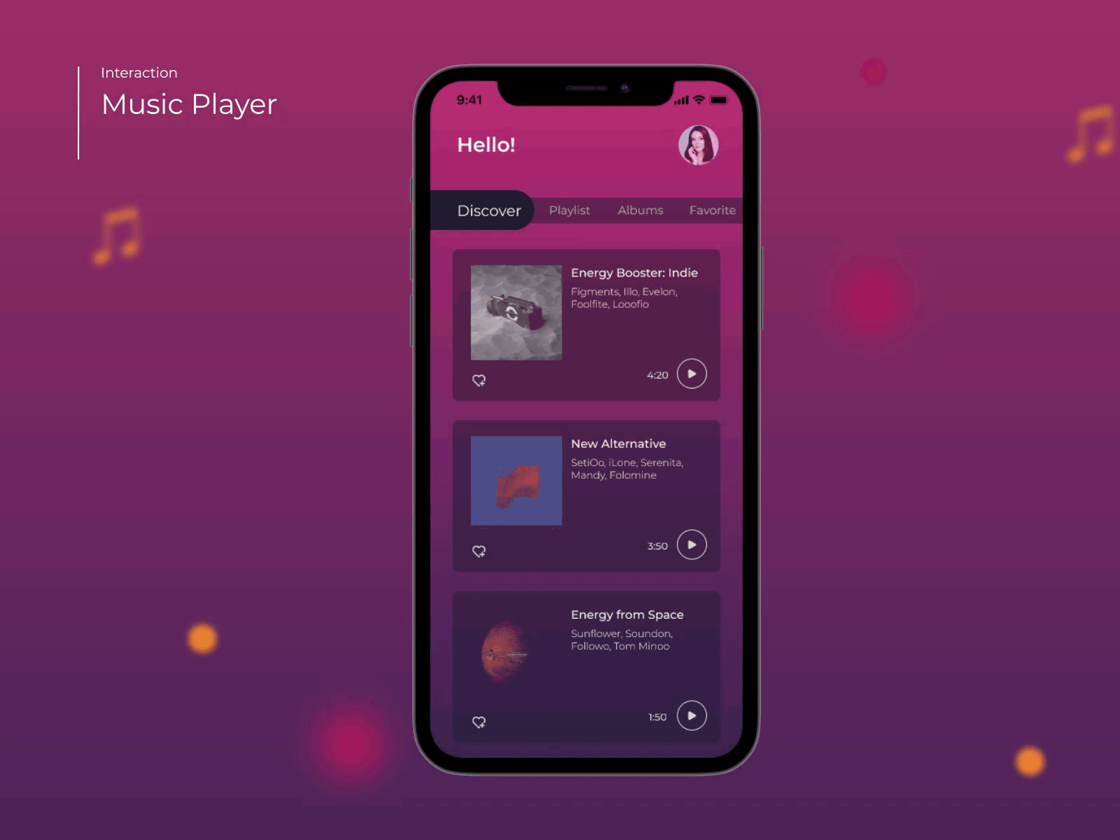 SoundIN - UI music app animation