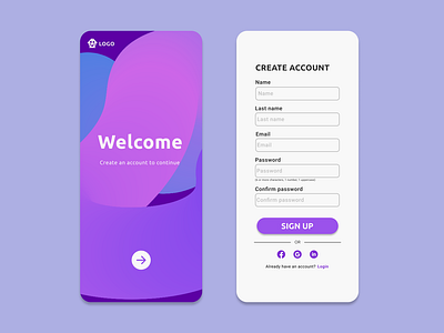 daily UI challenge #001 - sign up (app)