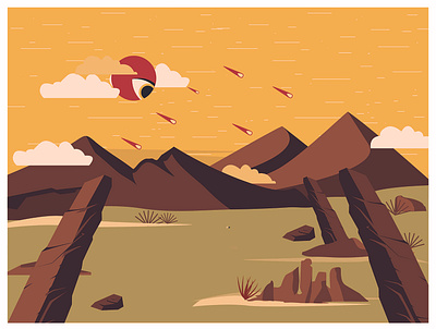 Momo Desert 2 color design illustration landscape vector