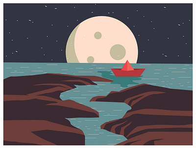 Paper Boat 2 color design illustration vector