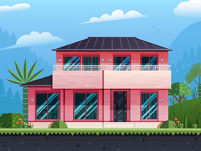 House-NO.7 architecture build cloud house illustration plant sky