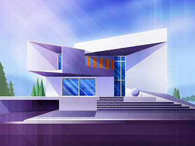 NO.15-Alamoudi villa architecture build glass house illustration light sky