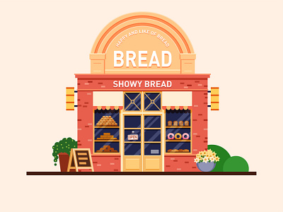 Bread shop architecture bread build donuts house illustration plant shop