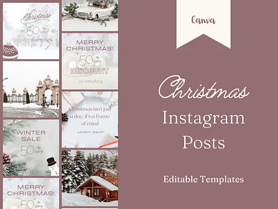 Editable Christmas Instagram Post Templates for Business Owners branding canva design feed graphic design minimalistic social media