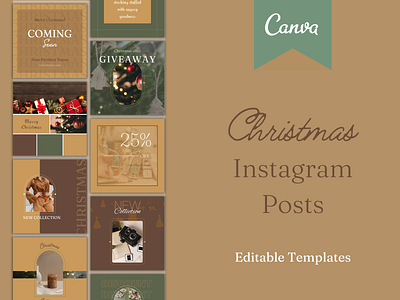 Christmas Instagram Posts for brands and business owners branding canva design feed graphic design minimalistic social media