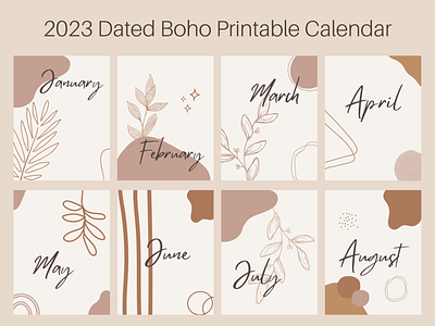 2023 Dated Boho Calendar | Monthly Calendar for the new year 2023 calendar boho calendar branding calendar canva design graphic design minimalistic new year