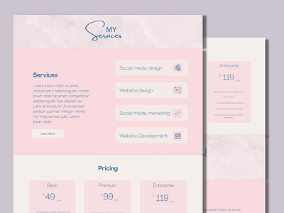 Freelancer services page website design