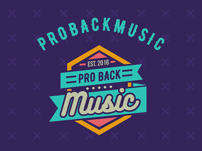 ProBackMusic Logo branding colorful hipster hipster design logo logo design logotype retro ribbon vintage vintage design