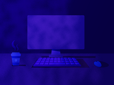 procrastination_level_01 blue coffee computer flat grain keyboard material midnight minimal mouse night shadows