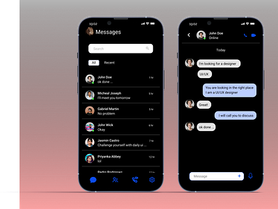 Direct Messaging Screen (Dark Mode)