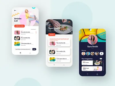 Screen Design for Mobile Communication App app app banner app design application article blog app colorful food recipe magazine mobile mobile app design mobile ui profile social app topic ui