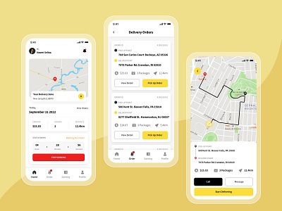 Delivery App - Version for drivers creative delivery app for drivers mobile app showcase ui ux uxui