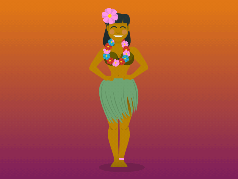Aloha Dribbble! 2d animation character dance girl gradient hawaii hula rigging summer tropical