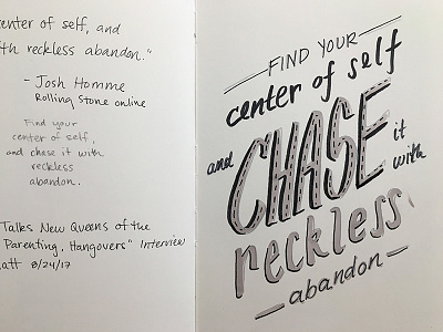 Chase It hand lettering quote