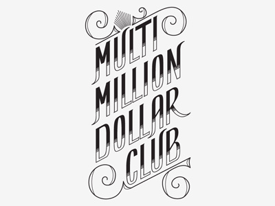 Multi Million Dollar Club Logo hand lettering typography