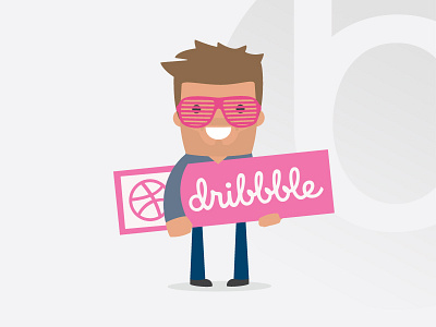 Cartoony 'Dribbble' Boross branding cartoon icon identity illustration logo self self portrait website