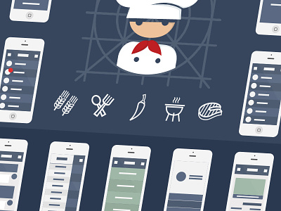 Bitesize Chef Branding WIP app branding cartoon chef food icon iconography identity illustrations logo vector wireframing