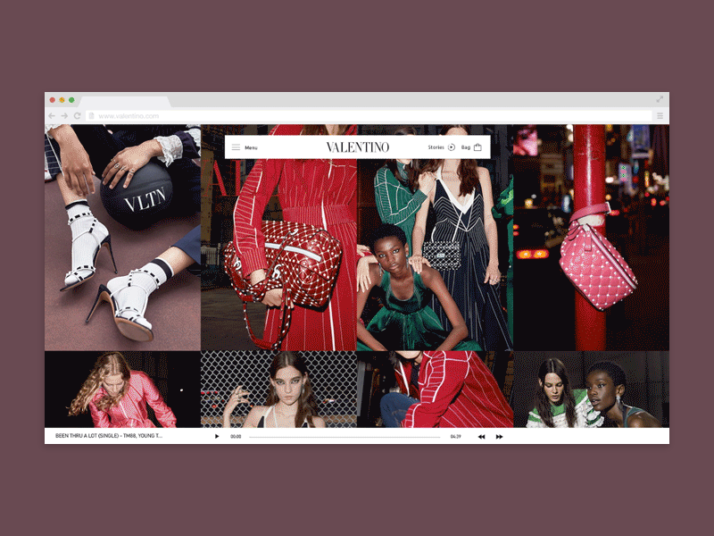VLTN special project digital e commerce fashion navigation page product site web