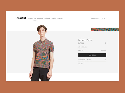 Missoni Item Page design digital e commerce fashion item missoni page photography product site web